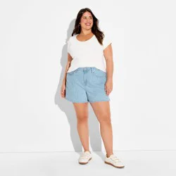Women's Mid-Rise Midi Denim Shorts - Wild Fable™ Blue 17