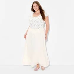 Women's Linen Maxi Full Skirt - Wild Fable™ Cream XXL