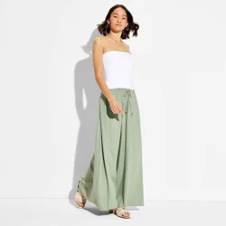 Women's Linen Maxi Full Skirt - Wild Fable™ Fern Green L
