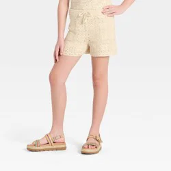 Girls' Sweater Short Pull-On Shorts - art class™ Cream M