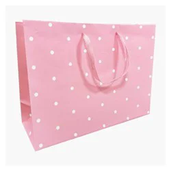 Bows And Sparkles Large Polka Dots Gift Bag Pink