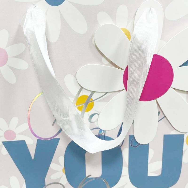 slide 2 of 2, Bows And Sparkles Large 'Happy You Day' Floral Birthday Gift Bag with Tag Gray, 1 ct