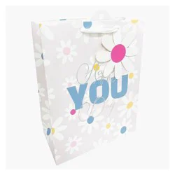 Bows And Sparkles Large 'Happy You Day' Floral Birthday Gift Bag with Tag Gray