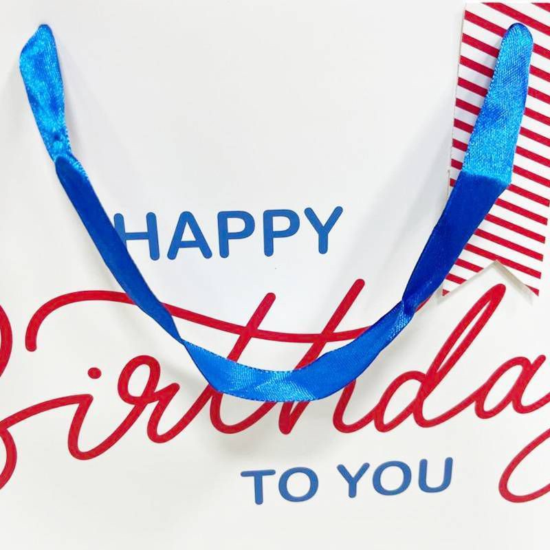 slide 3 of 3, Bows And Sparkles Large 'Happy Birthday to You' Gift Bag with Tag White/Blue/Red, 1 ct