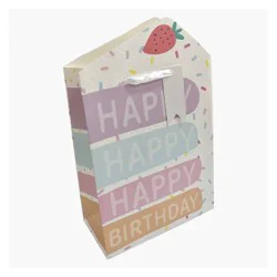 Bows And Sparkles Medium Cake Piece Gift Bag with Tag White/Pink/Purple