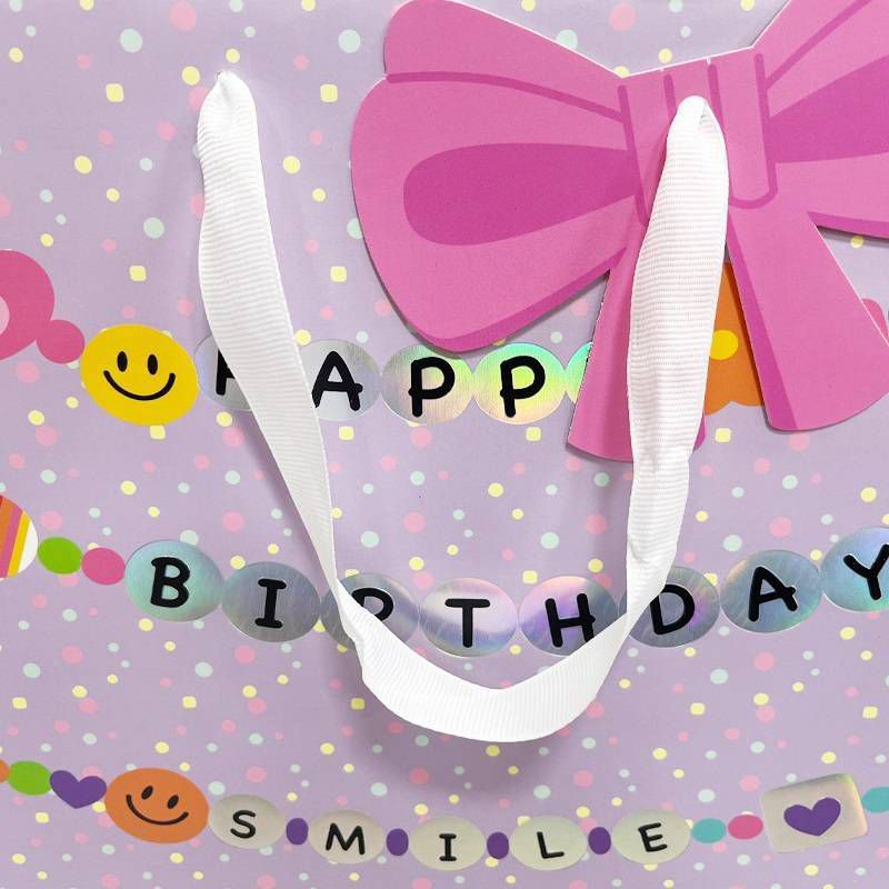 slide 3 of 4, Bows And Sparkles Large Birthday Bracelets Gift Bag with Tag Purple, 1 ct