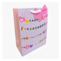 Bows And Sparkles Large Birthday Bracelets Gift Bag with Tag Purple