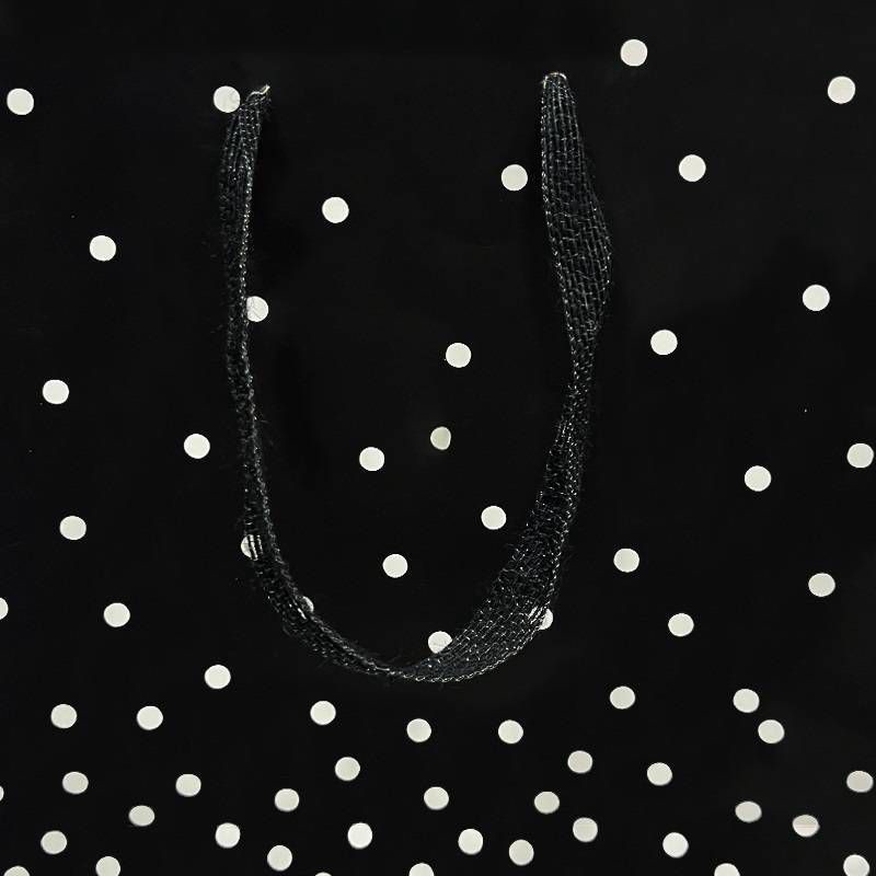 slide 3 of 3, Bows And Sparkles Small Polka Dot Gift Bag Black/White, 1 ct