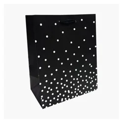Bows And Sparkles Small Polka Dot Gift Bag Black/White