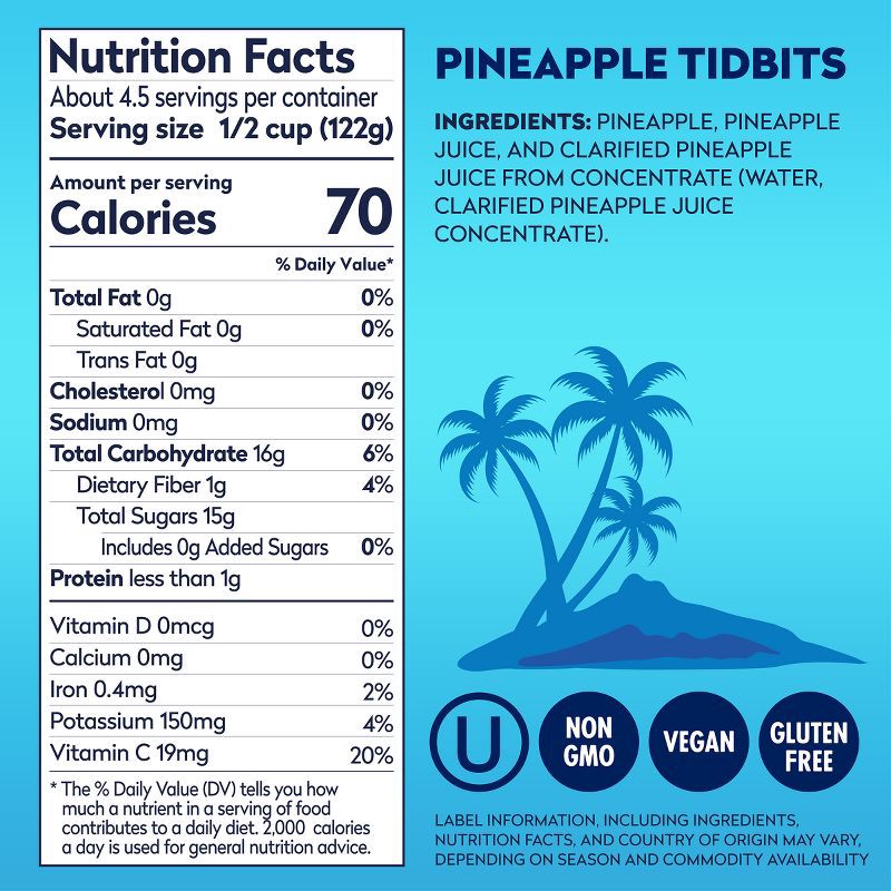 slide 2 of 6, Dole Pineapple Tidbits in Pineapple Juice - 20oz, 20 oz