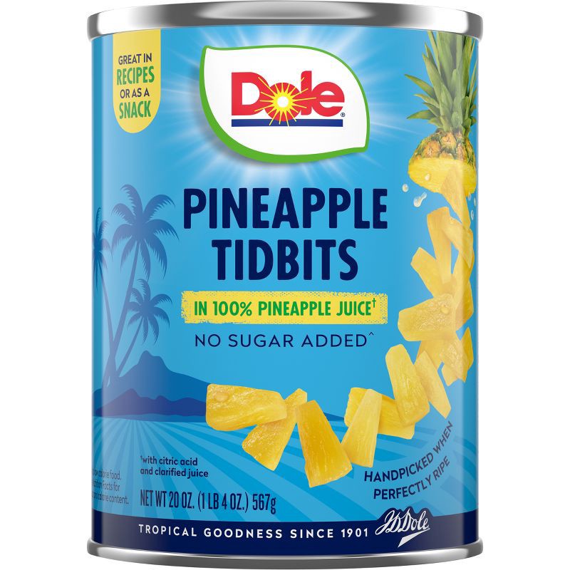 slide 3 of 6, Dole Pineapple Tidbits in Pineapple Juice - 20oz, 20 oz