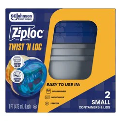 Ziploc Twist 'n Loc Small Food Storage Containers - 2ct: 2 Container, 4.688 Depth, 4.5 Height, 0.01 Weight
