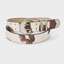 Faux Calf Hair with Cow Print Western Belt - Wild Fable™ Black/White XS/S