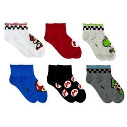 Boys' Nintendo Mario 6pk Ankle Socks - Assorted Colors S/M