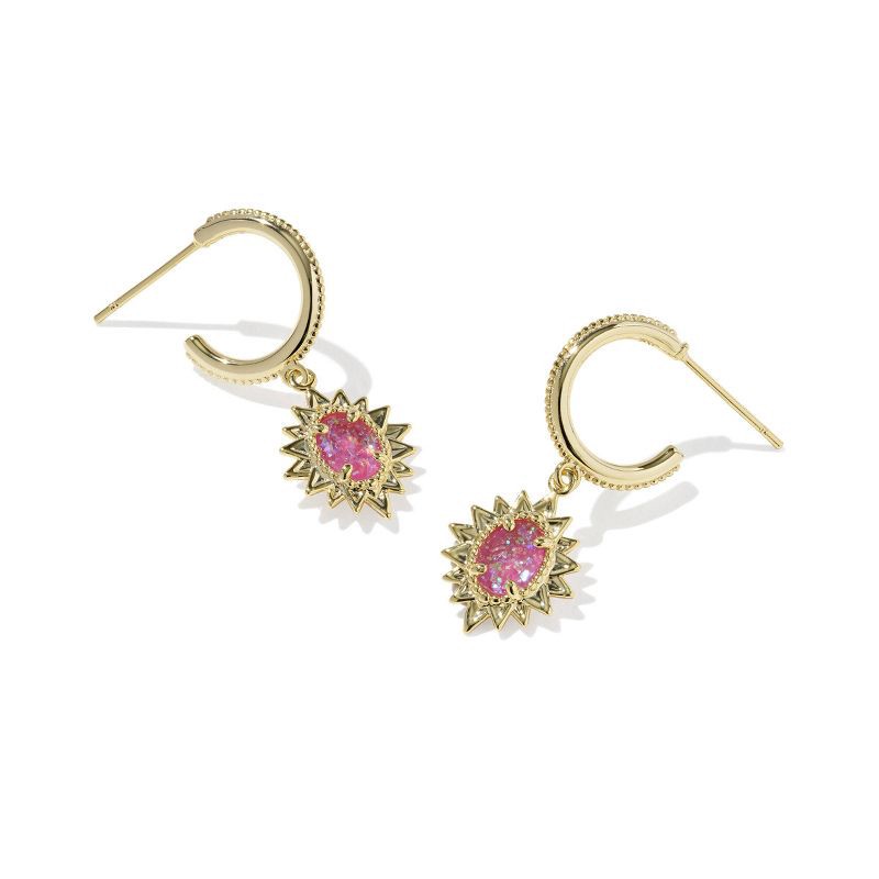 slide 1 of 1, Kendra Scott Solana Huggie Earrings - Fuchsia Glitter Glass One Size, 1 ct