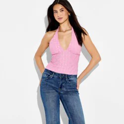 Women's Lace Halter Top - Wild Fable™ Pink M
