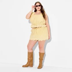 Women's Eyelet Button-Front Tank Top - Wild Fable™ Yellow L
