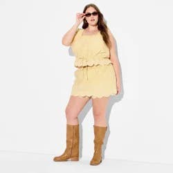 Women's Eyelet Button-Front Tank Top - Wild Fable™ Yellow L
