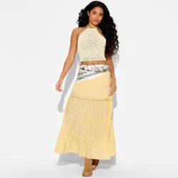 Women's Sleeveless Crochet Halter Pullover Sweater - Wild Fable™ Cream M