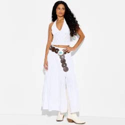 Women's Lace Inset Tiered Maxi Skirt - Wild Fable™ White L