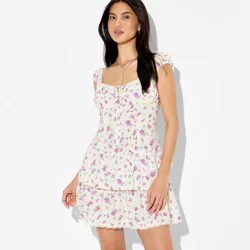 Women's Cap Sleeve Mini A-Line Dress - Wild Fable™ White Floral M