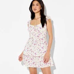 Women's Cap Sleeve Mini A-Line Dress - Wild Fable™ White Floral M