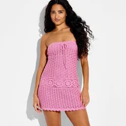 Women's Strapless Mini A-Line Sweater Dress - Wild Fable™ Rose Pink XXS