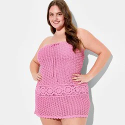 Women's Strapless Mini A-Line Sweater Dress - Wild Fable™ Rose Pink XXL
