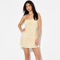 Women's Strapless Mini A-Line Sweater Dress - Wild Fable™ Off-White XS