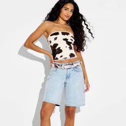 Women's Strapless Lace Trim Tube Top - Wild Fable™ Cow Print XS