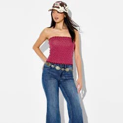 Women's Strapless Lace Trim Tube Top - Wild Fable™ Red Polka Dots XL