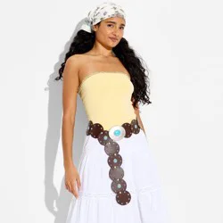 Women's Strapless Lace Trim Tube Top - Wild Fable™ Yellow XL