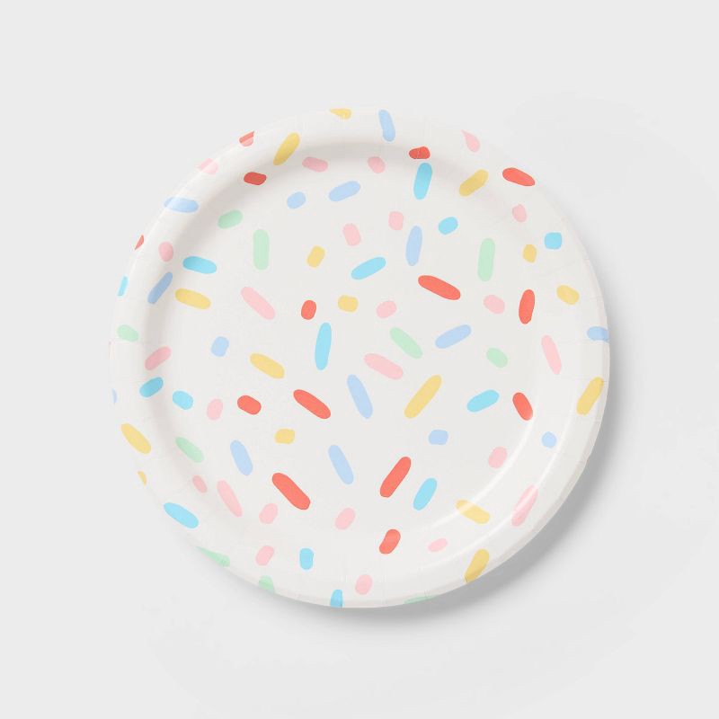slide 1 of 3, 20ct Birthday Sprinkle Snack Paper Plates - Spritz™", 20 ct
