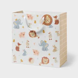 Large Square Animal Scatter Print Baby Shower Gift Bag Colorful - Spritz™