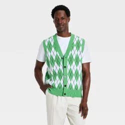 Houston White Men's Argyle Sweater Vest - Green XL