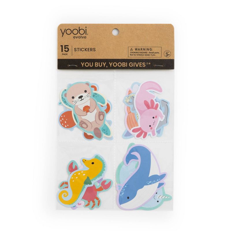 slide 1 of 3, Yoobi Evolve Stickers 15pk Ocean Friends, 15 ct