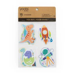 Yoobi Evolve Stickers 15pk Dinosaurs and Space