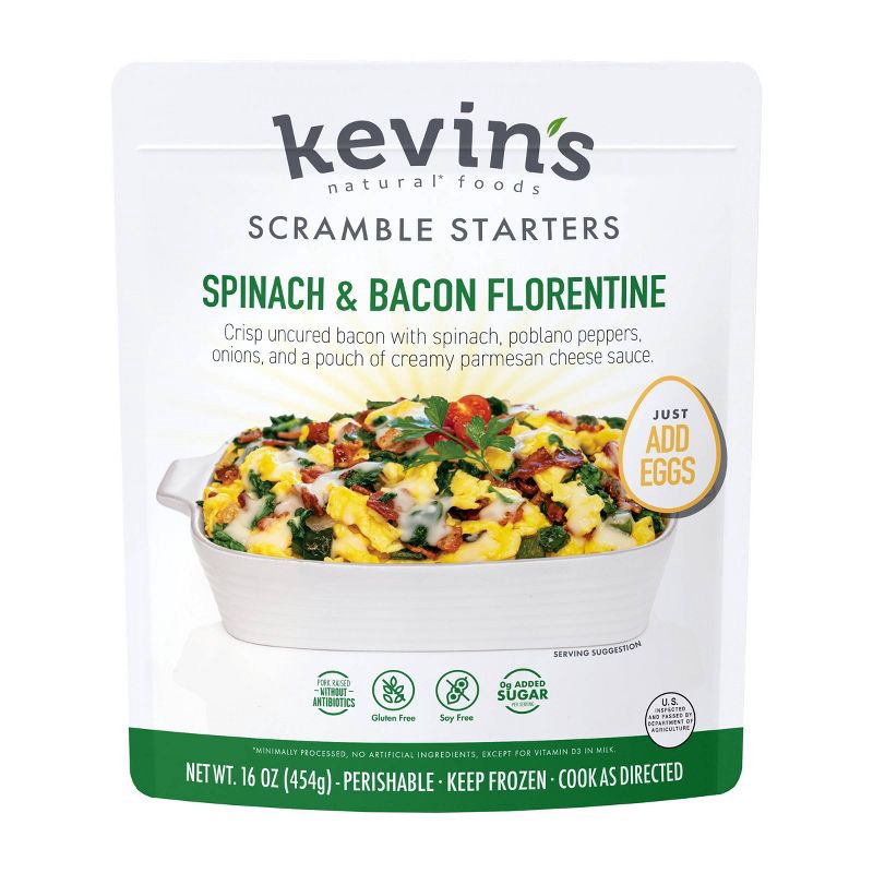 slide 1 of 2, Kevin's Natural Foods Kevin's Foods Spinach and Bacon Florentine Scramble Starters - 16oz, 16 oz