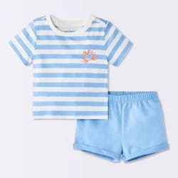 Baby Boys' 2pc Crab Short Sleeve T-Shirt and Shorts Set - Cloud Island™ Blue 3-6M