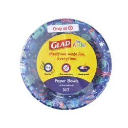 Glad for kids' Space Alien Disposable Paper Bowls - 10oz/24ct: Classic Patterns, Shapes, 6.102" Length, Round Shape
