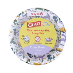 Glad for kids' Dino Disposable Paper Bowls - 10oz/24ct