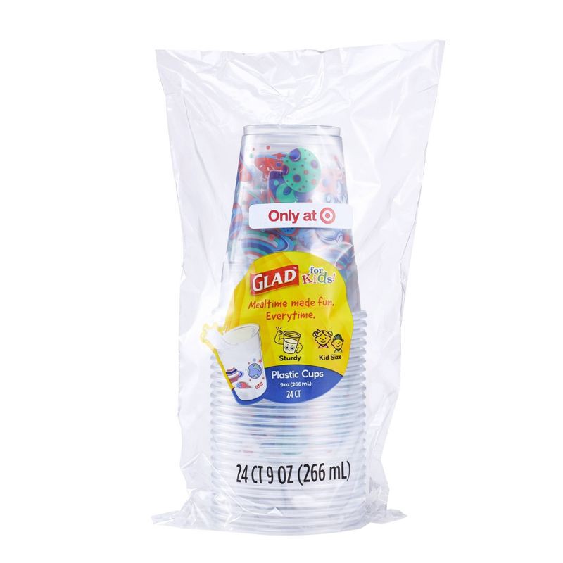 slide 1 of 5, Glad for kids' Space Alien Plastic Disposable Cups - 9oz/24ct, 9 oz, 24 ct