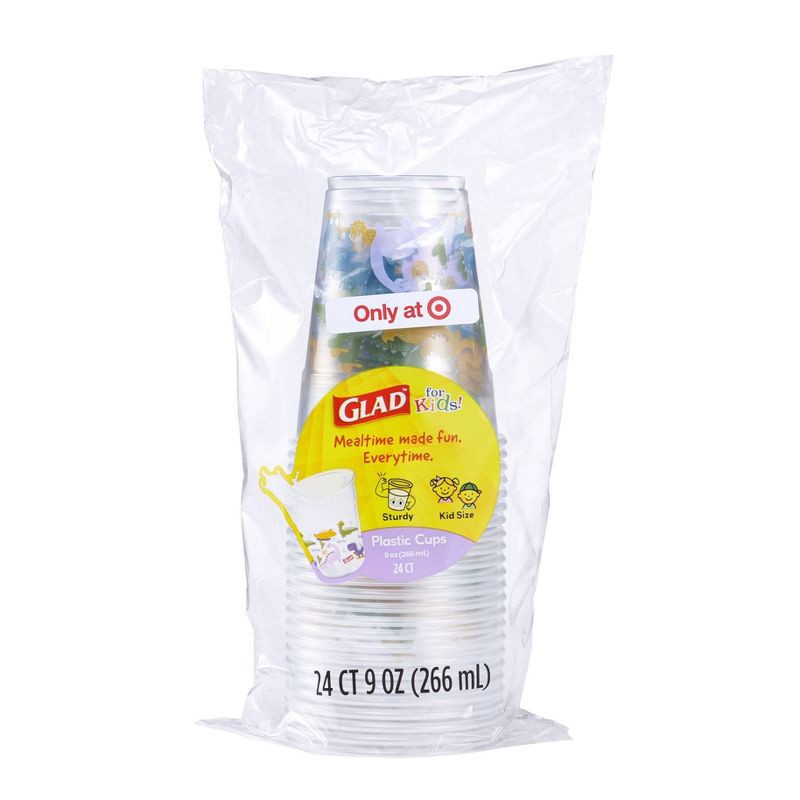 slide 1 of 5, Glad for kids' Dino Plastic Disposable Cups - 9oz/24ct, 9 oz, 24 ct