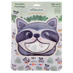 minimatez 2pk Sandwich/Snack Reusable Food Storage Bags Raccoon