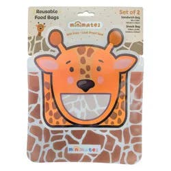 minimatez 2pc Sandwich/Snack Reusable Food Storage Bags Giraffe