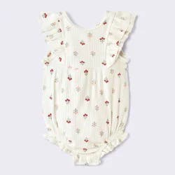 Baby Girls' Floral Ruffle Tank Romper - Cloud Island™ Off-White 6-9M
