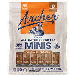 Archer Jerky Original Turkey Mini Meat Sticks - 5g Protein - 3.68oz/8ct