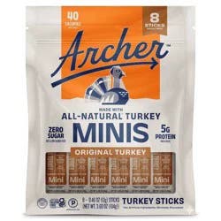 Archer Jerky Original Turkey Mini Meat Sticks - 5g Protein - 3.68oz/8ct