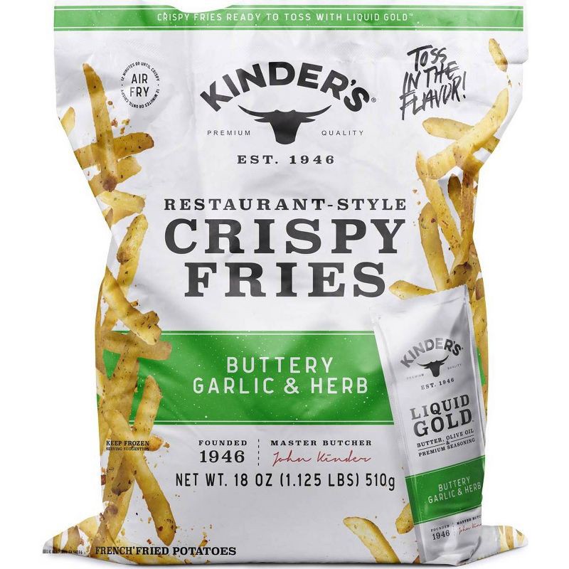 slide 1 of 4, Kinder's Buttery Garlic and Herb Crispy Fries - 18oz, 18 oz
