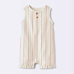 Baby Boys' Striped Henley Tank Romper - Cloud Island™ White 12M